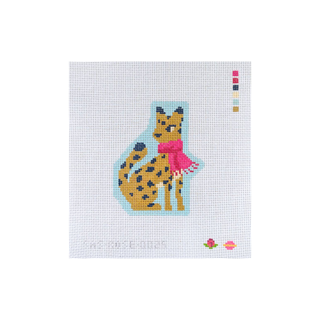 ROSE-025 - Cheetah with Scarf Ornament