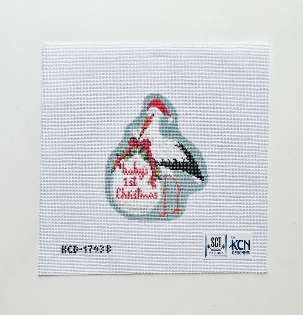KCD1793B - Baby's First Christmas Blue Stork