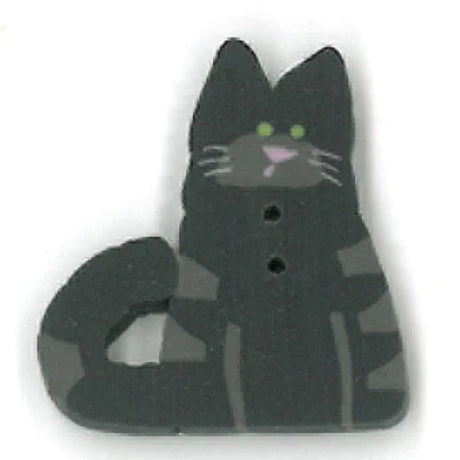 Small Very Black Cat Button