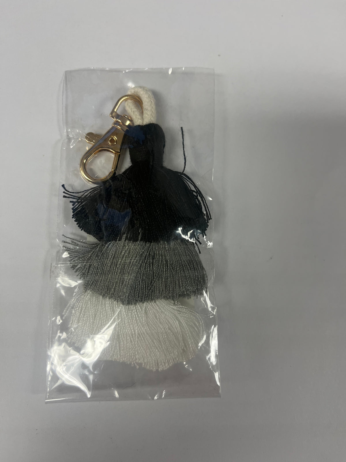 Tassel Charm - Small Black & White