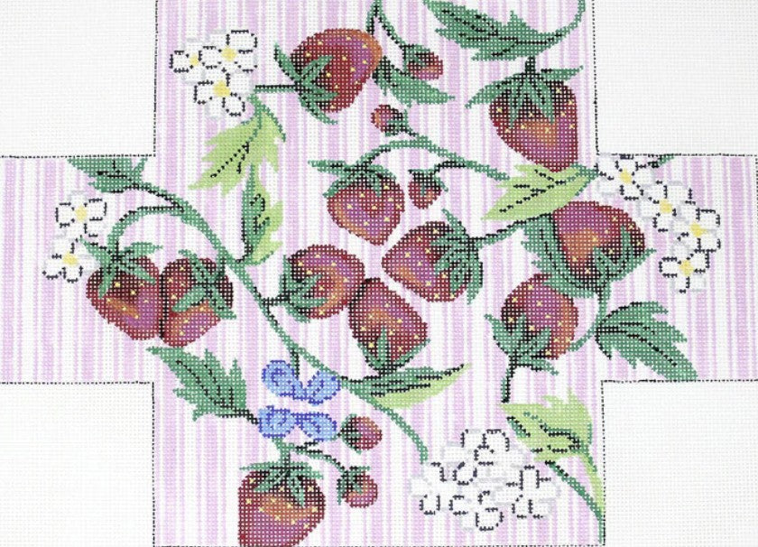 130 - Strawberries on Stripes Brick Cover