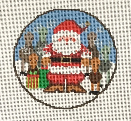 ND1385V - Santa with Reindeer Round