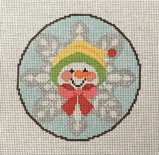ND1385Y - Snowman with Yellow and Green Hat Round