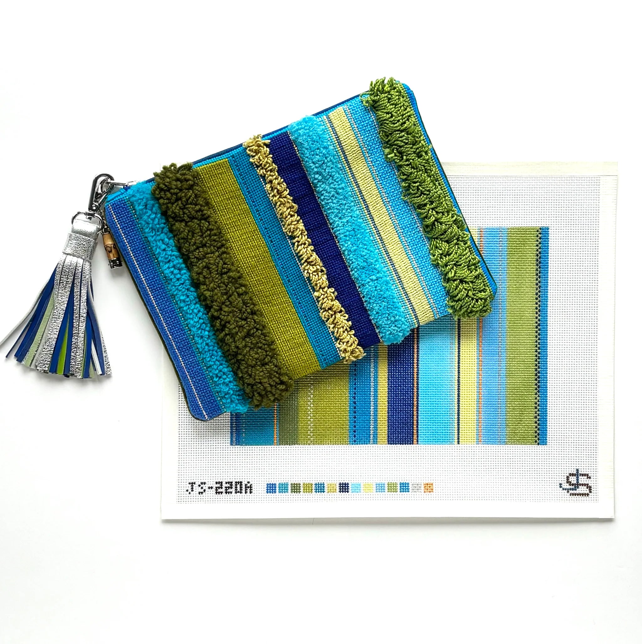 JS-220A - Tufted Stripe in Blue and Green