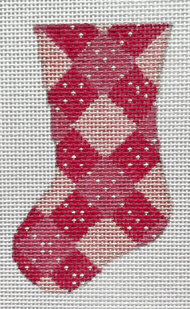 23-321 - Mini Pink Argyle Stocking