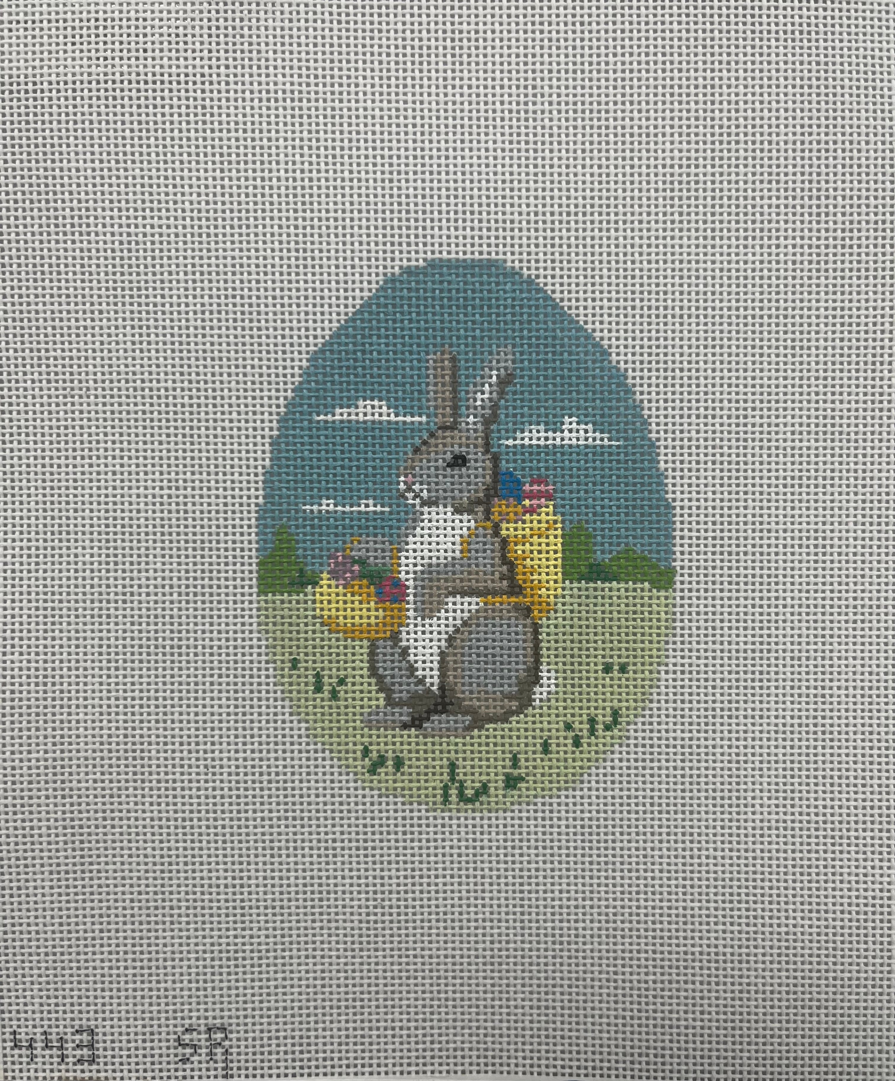 443 - Rabbit In Flowers 4" Egg