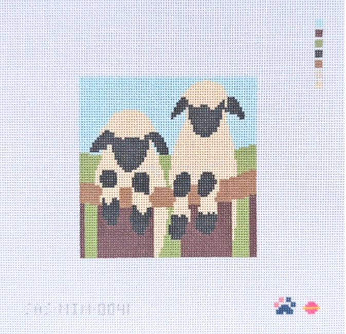 NIN-0041 - Two Sheep on Fence Square