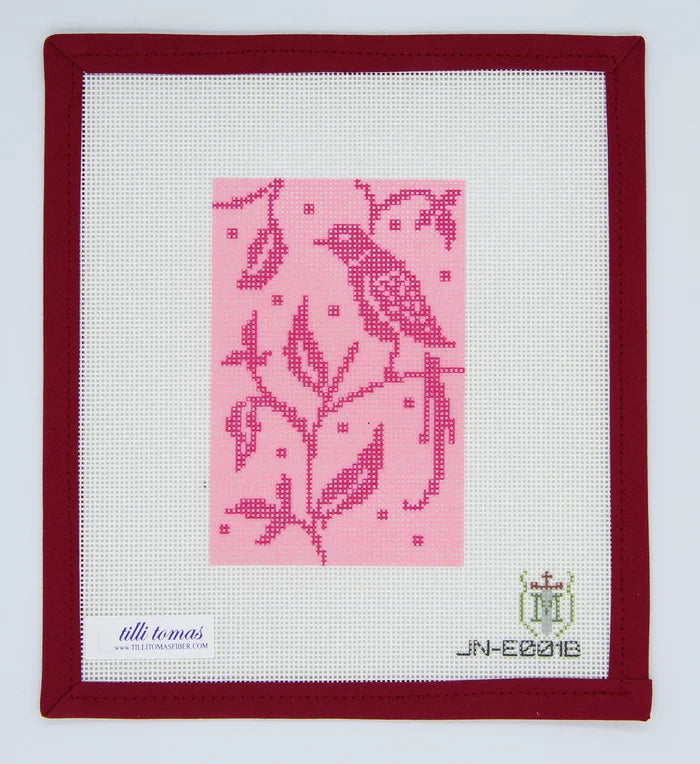 JN-E001B - Pink Brid in Branches Passport Insert - Printed Canvas