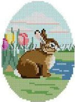 454 - Rabbit In Tulips 4" Egg