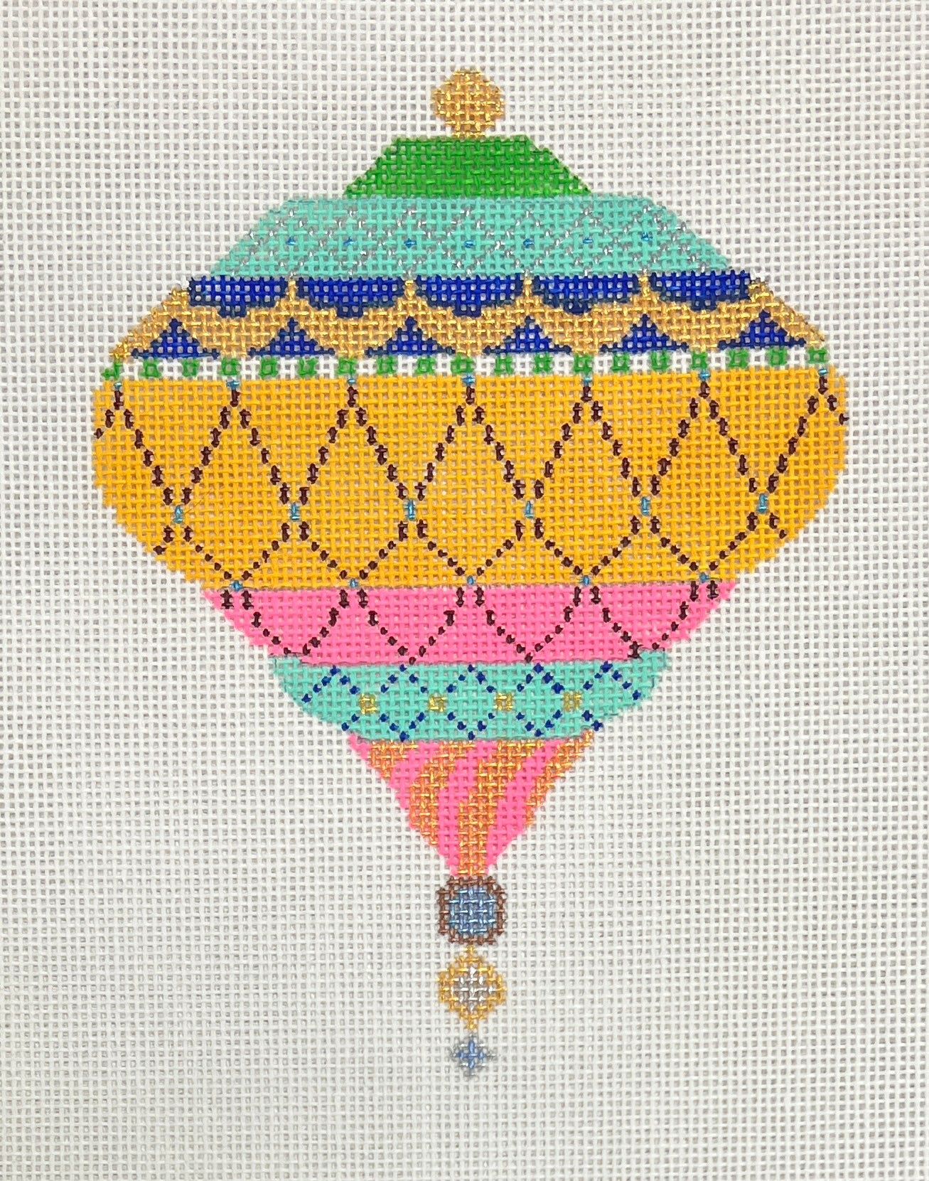 KW-NG04A - Ornament: Yellow, Pink and Turquoise