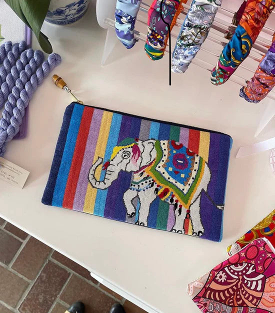 CL013 - Elephant on Stripes Clutch