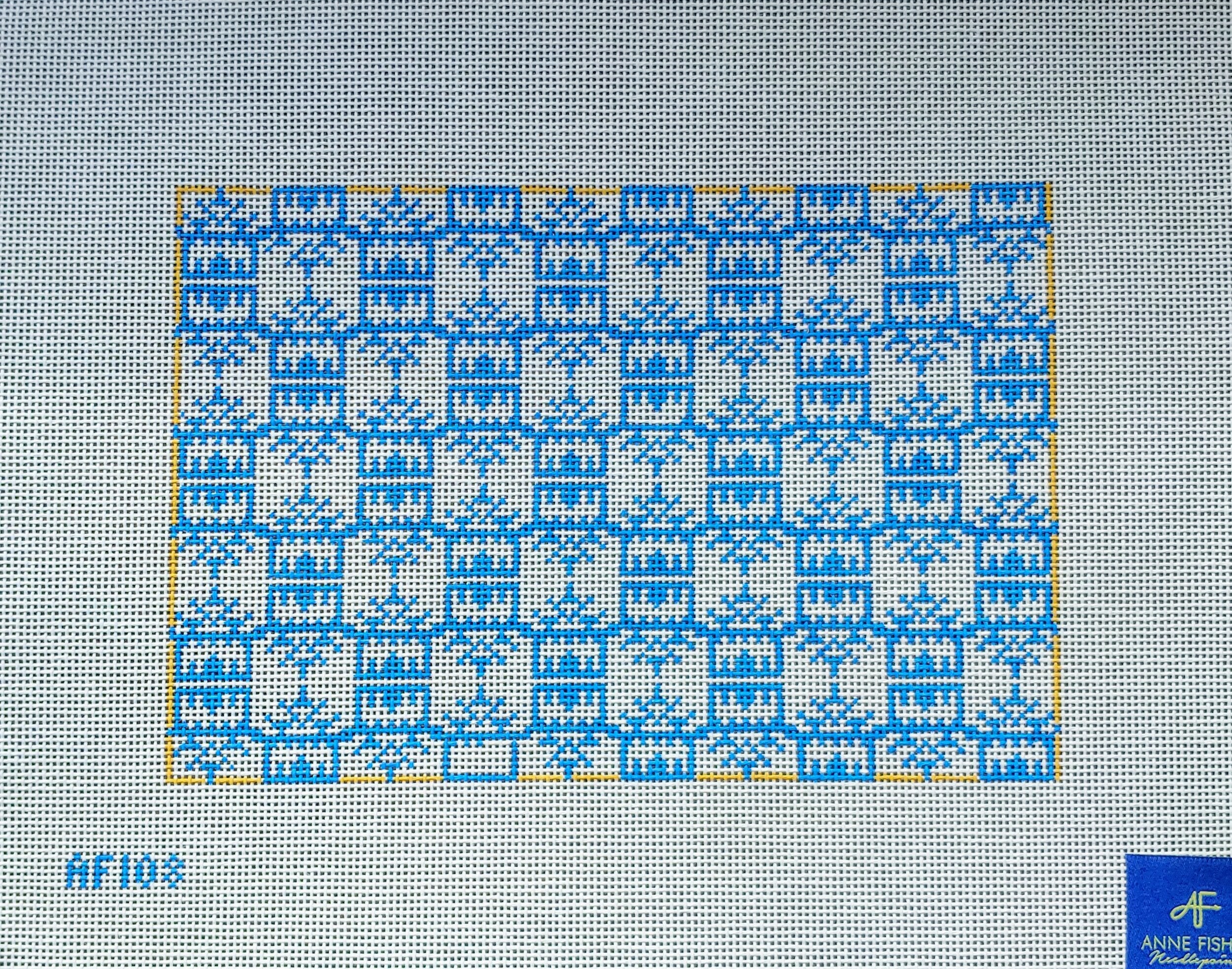 AF108 - French Blue Pagoda Print Clutch