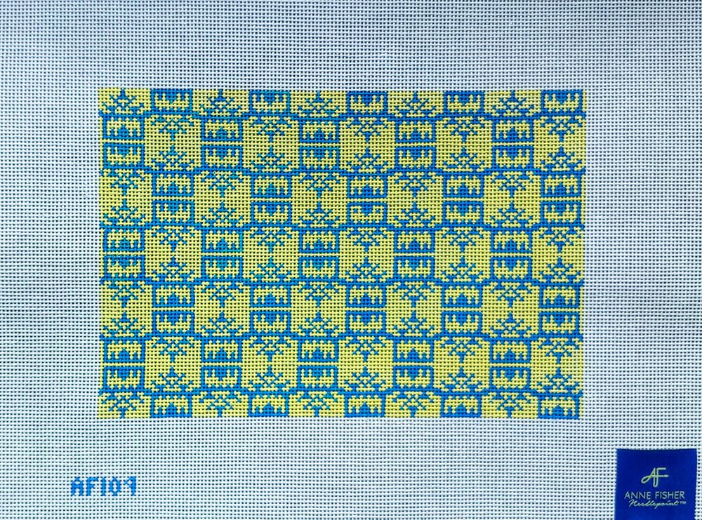 AF109 - Yellow/Blue Pagoda Print Clutch