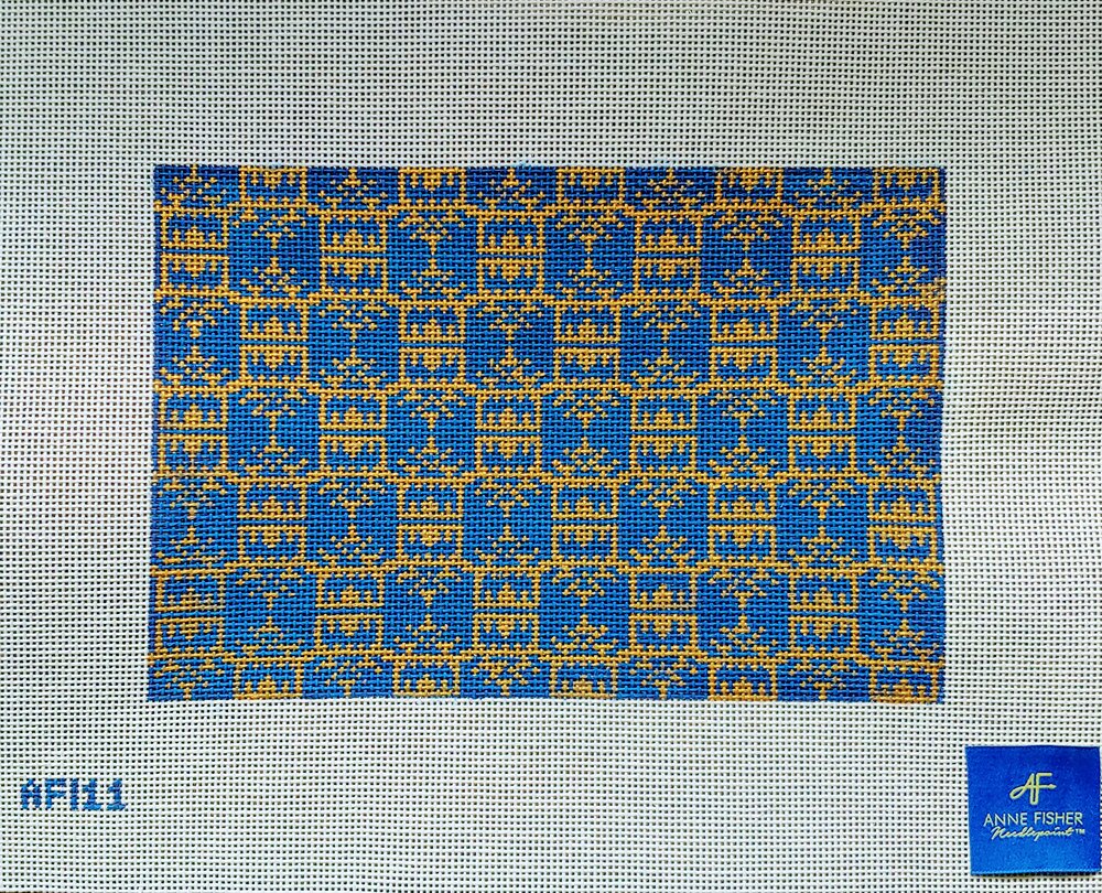 AF111 - Navy/Gold Pagoda Print Clutch