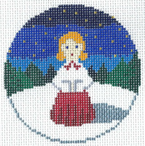 AF173 - Caroler with Light Hair Round Ornament
