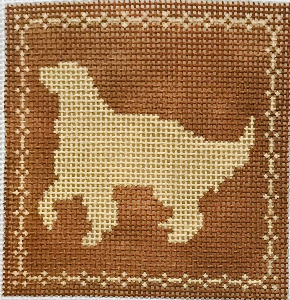 AL103 - White on Black Left Facing Golden Lab