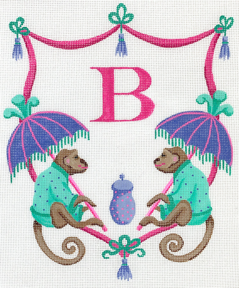 ALCR-06 - Monkeys with Parasols - Pinks, Purples and Turquoise