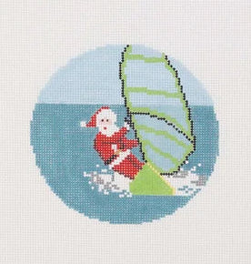 AOK01 - Sporty Santa Ornament - Windsurfing