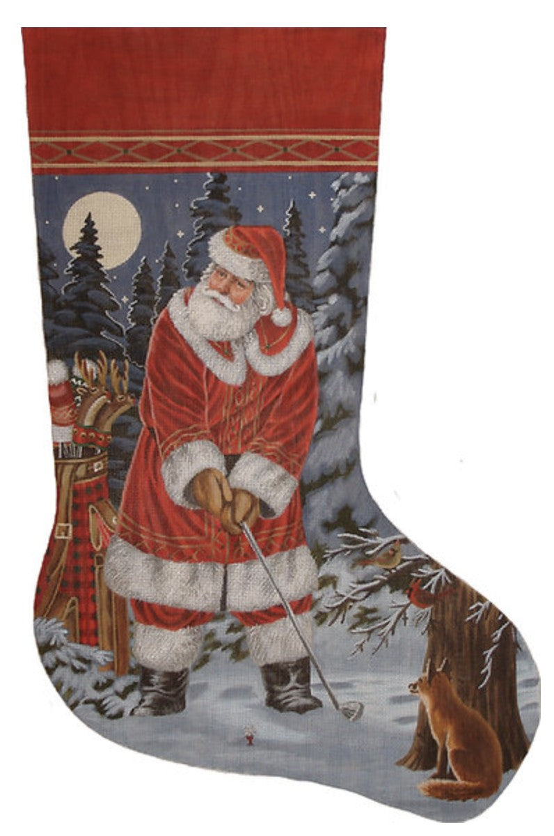 LGDAXS478 - Long Coat Golfing Santa Stocking