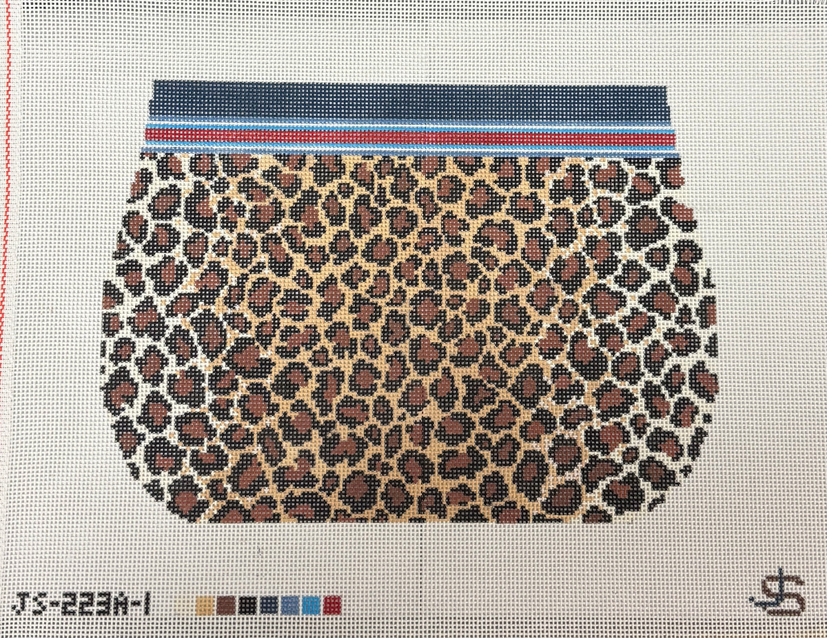 JS-223A - Leopard Purse and Flap Needlepoint Canvases - blue and green (2 canvases) (Copy)