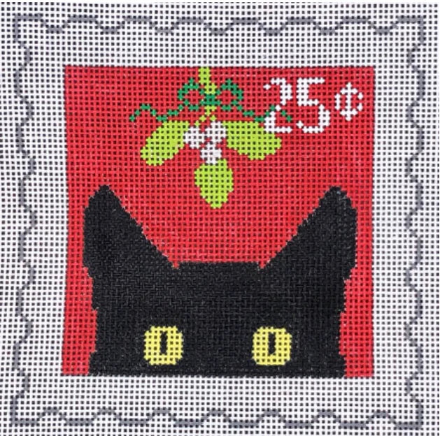 C102S2 - Peeky Kitty Postage Stamp - Christmas