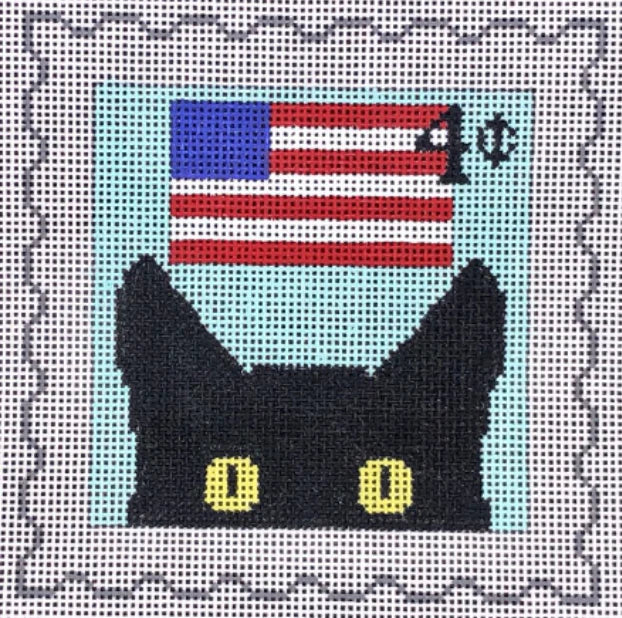 C102S3 - Peeky Kitty Postage Stamp - July 4th
