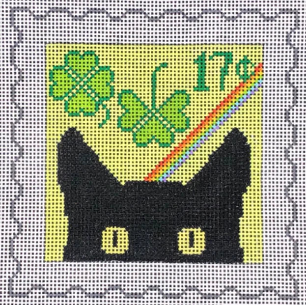 C102S4 - Peeky Kitty Postage Stamp - St Patrick's