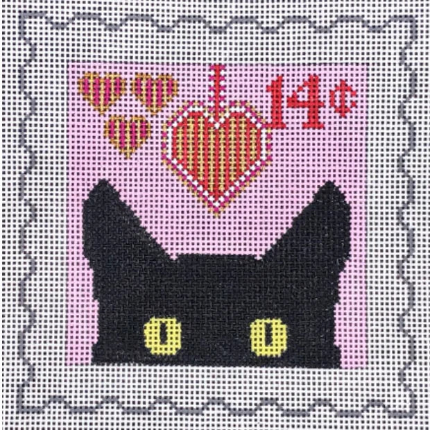 C102S5 - Peeky Kitty Postage Stamp - Valentine's