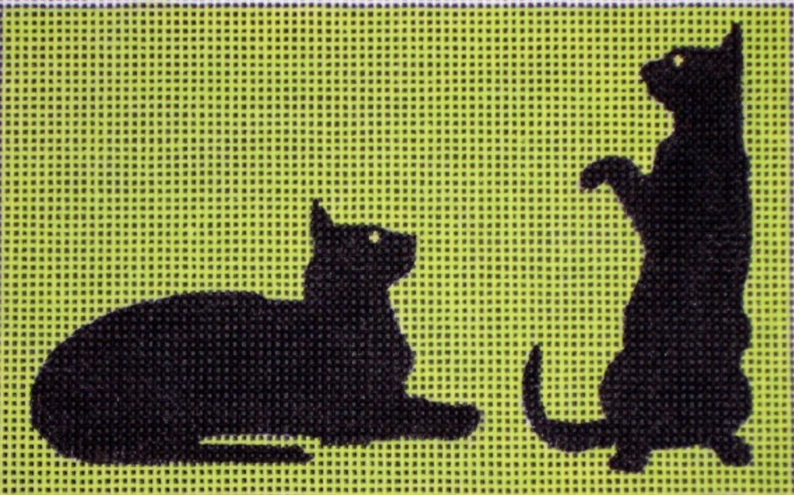 C108B - 2 Black Cats / Green Background