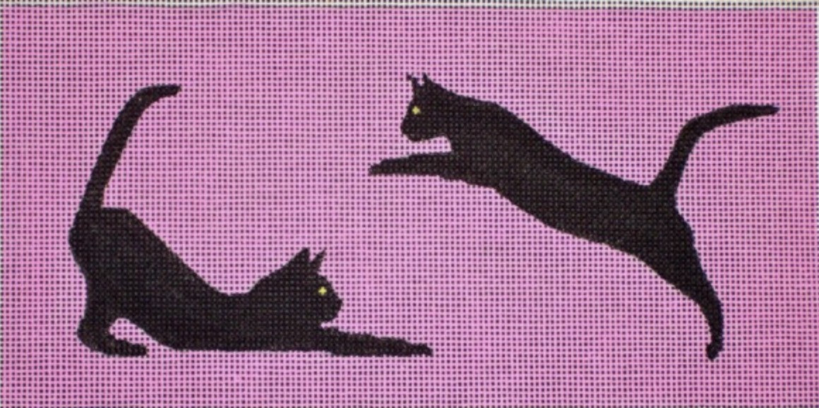 C108C - 2 Black Cats / Pink Background