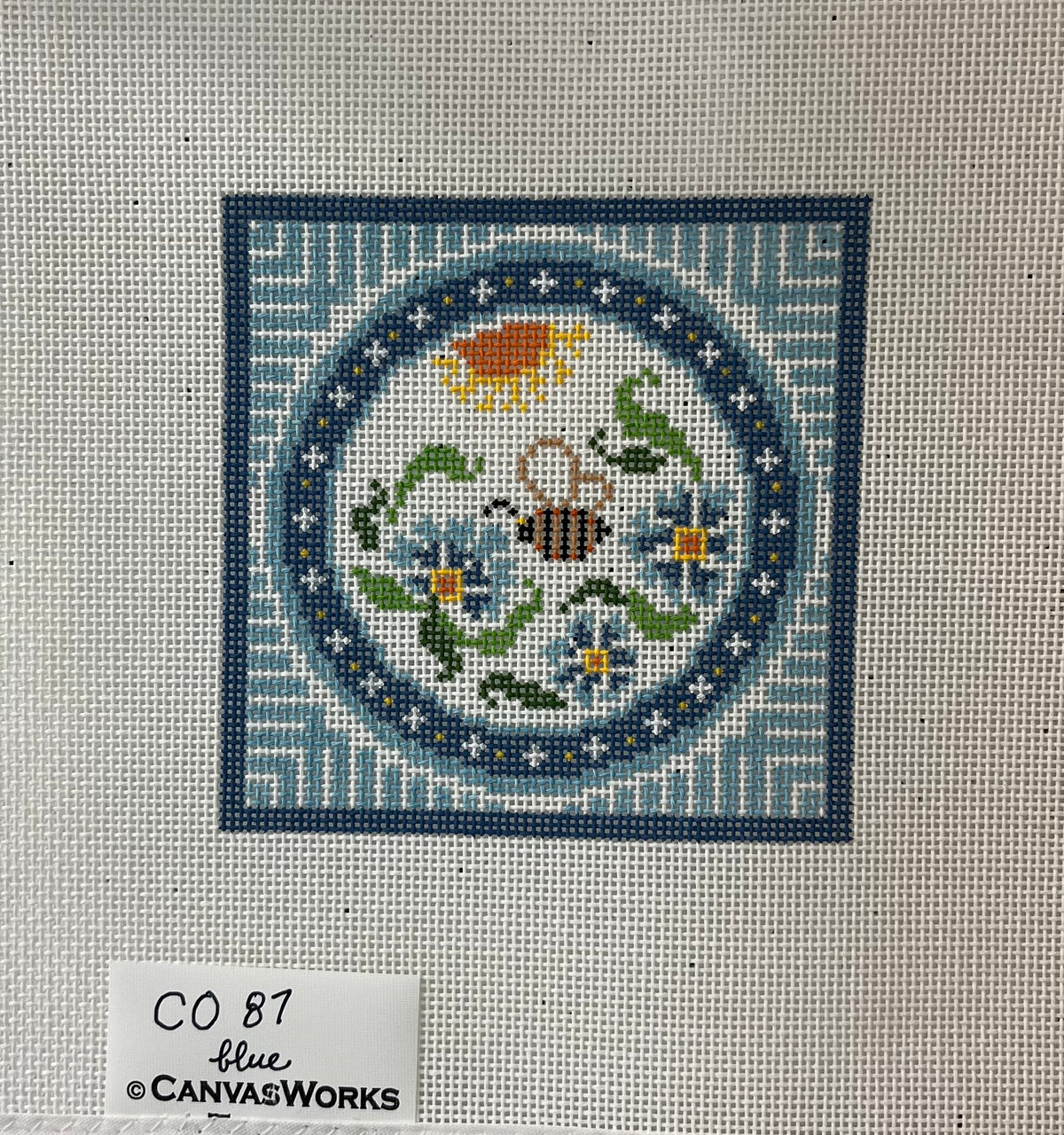 CO 87 - Floral Bee Square - Blue