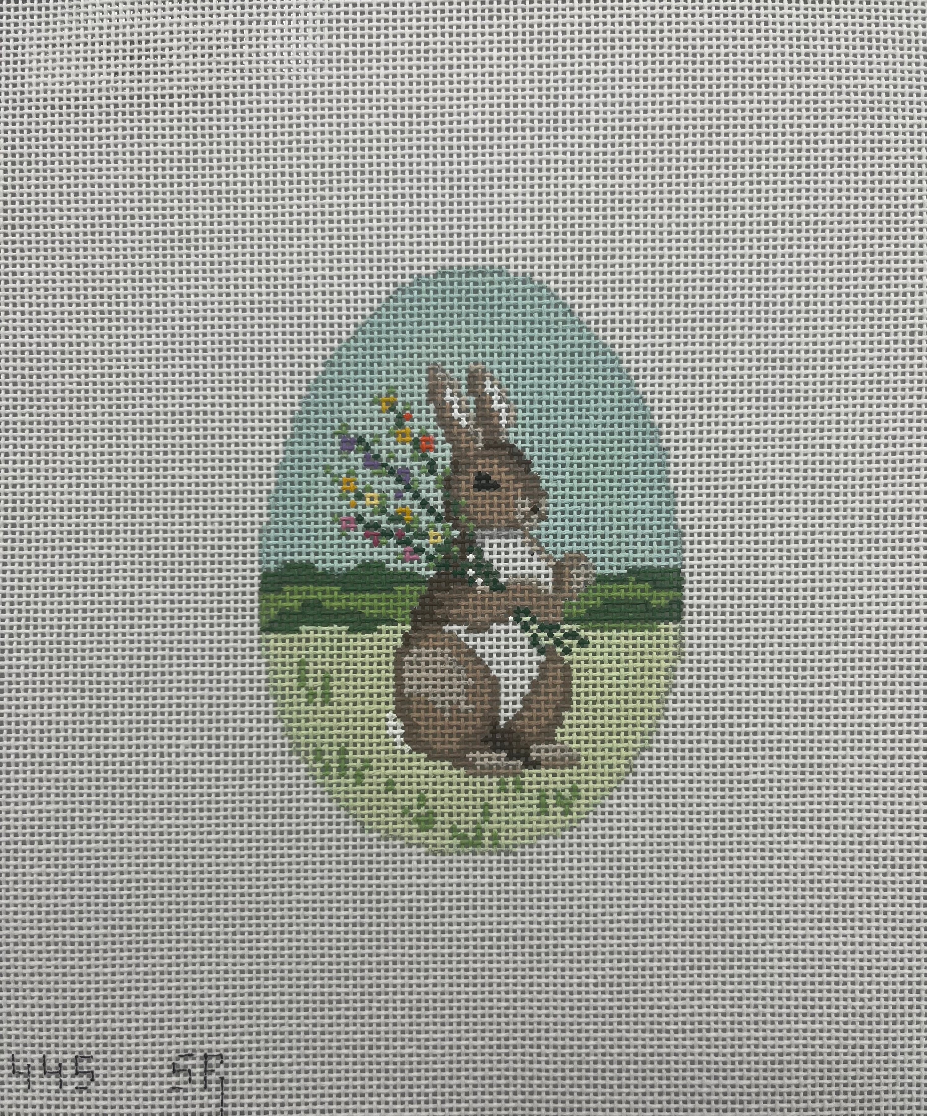 445 - Rabbit In Flowers 4" Egg