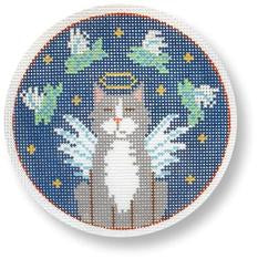 CE-XO02 - Grey Angel Cat with Fish Ornament