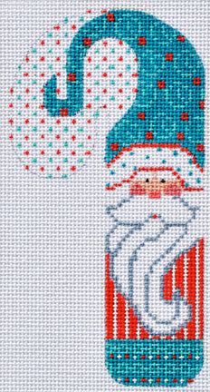 CH-102 - Teal Swirls Santa Candy Cane