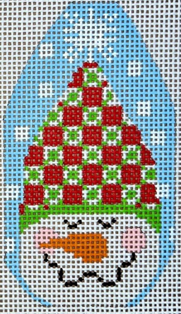 CH-1234 - Snowman Ornament with Red Squares Hat