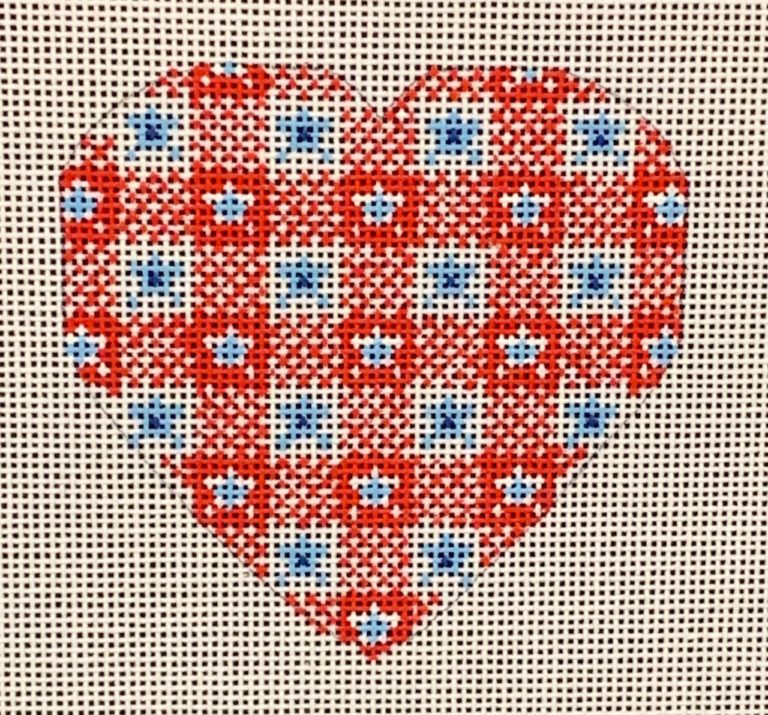 CH-334 - Red and Blue Heart Ornament