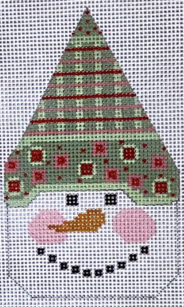 CH-503 - Snowman Face - Green and Pink Hat