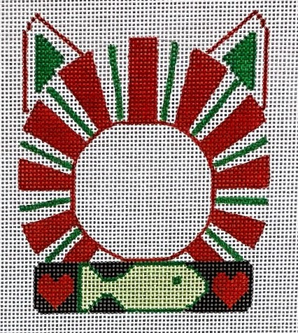 CH-635 - Cat Frame - Christmas Stripes