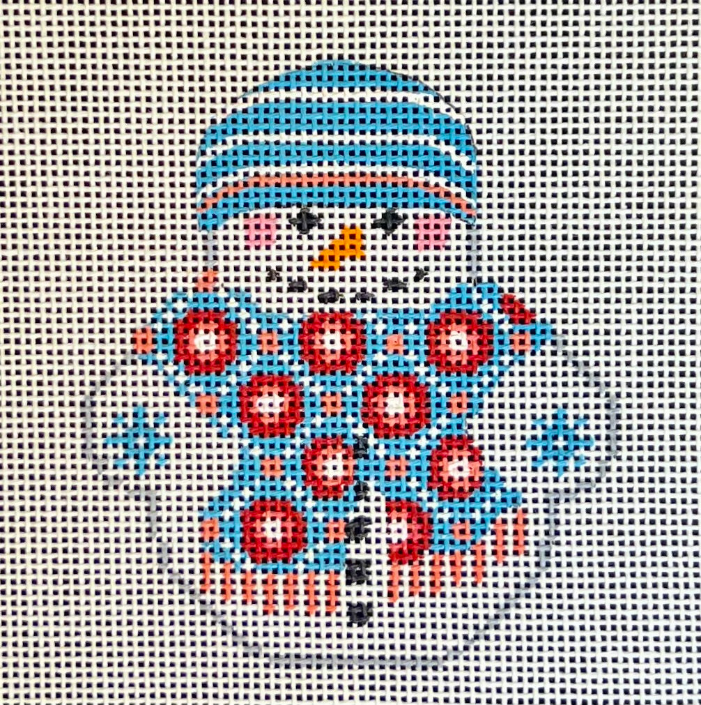 CH-716 - Snowman with Blue Flowered Scarf