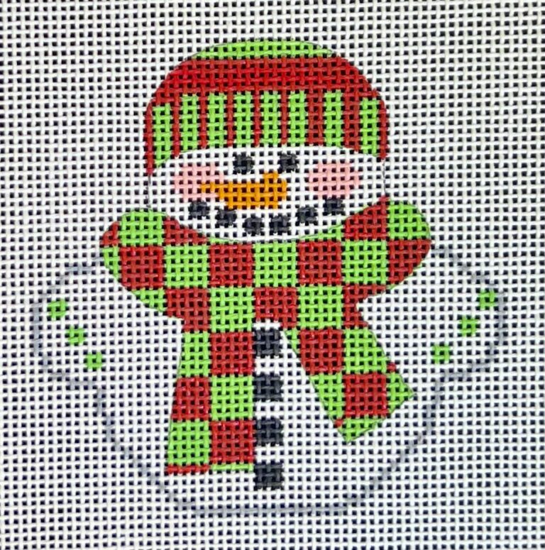 CH-724 - Snowman with Red and Green Checkered Scarf