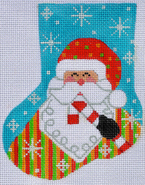 CH-89 - Santa with Candy Cane Mini Stocking