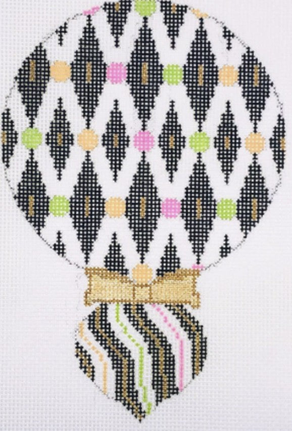 CH414E - Merry All Over in Black - Harlequin Ornament