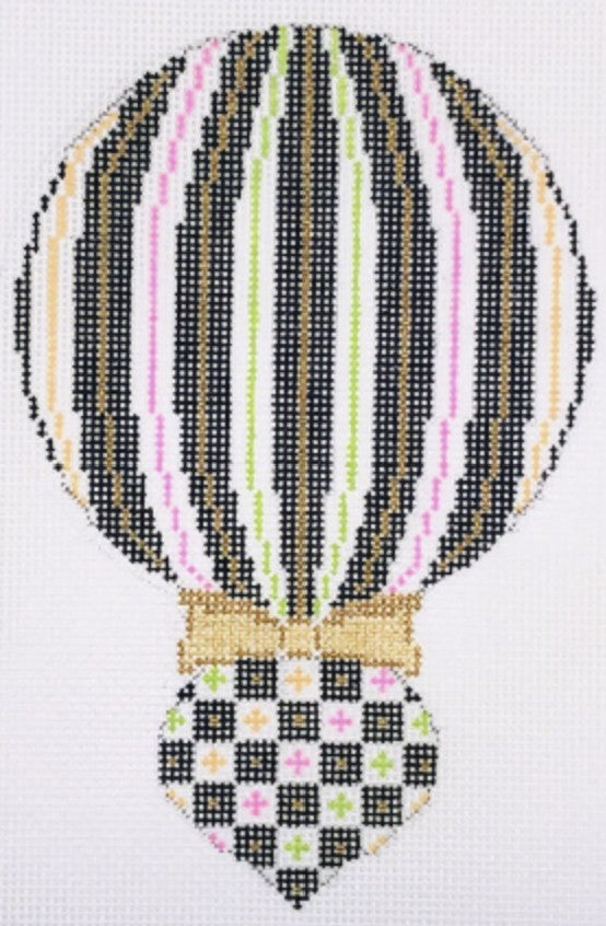 CH414F - Merry All Over in Black - Stripe Ornament