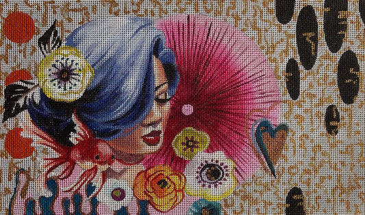 CL034 - Blue Hair Gold Fish Clutch