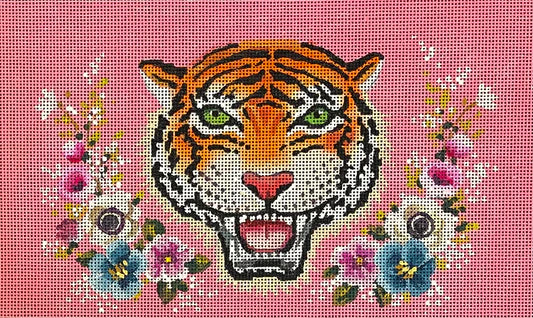 CL042 - Tiger Head on Pink Clutch