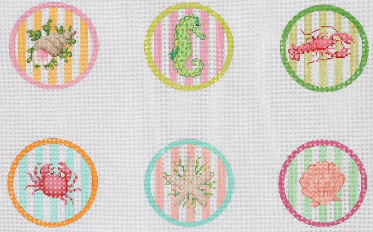 CO6-06 - Bright Sea Creatures on Cabana Stripes