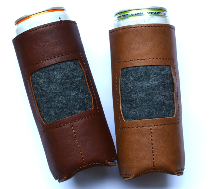 Self-Finishing Leather Can Cozy - Slim 12 oz. Can
