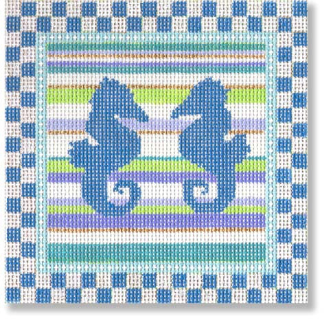 DK-PL35 - Two Sea Horses and Check Border