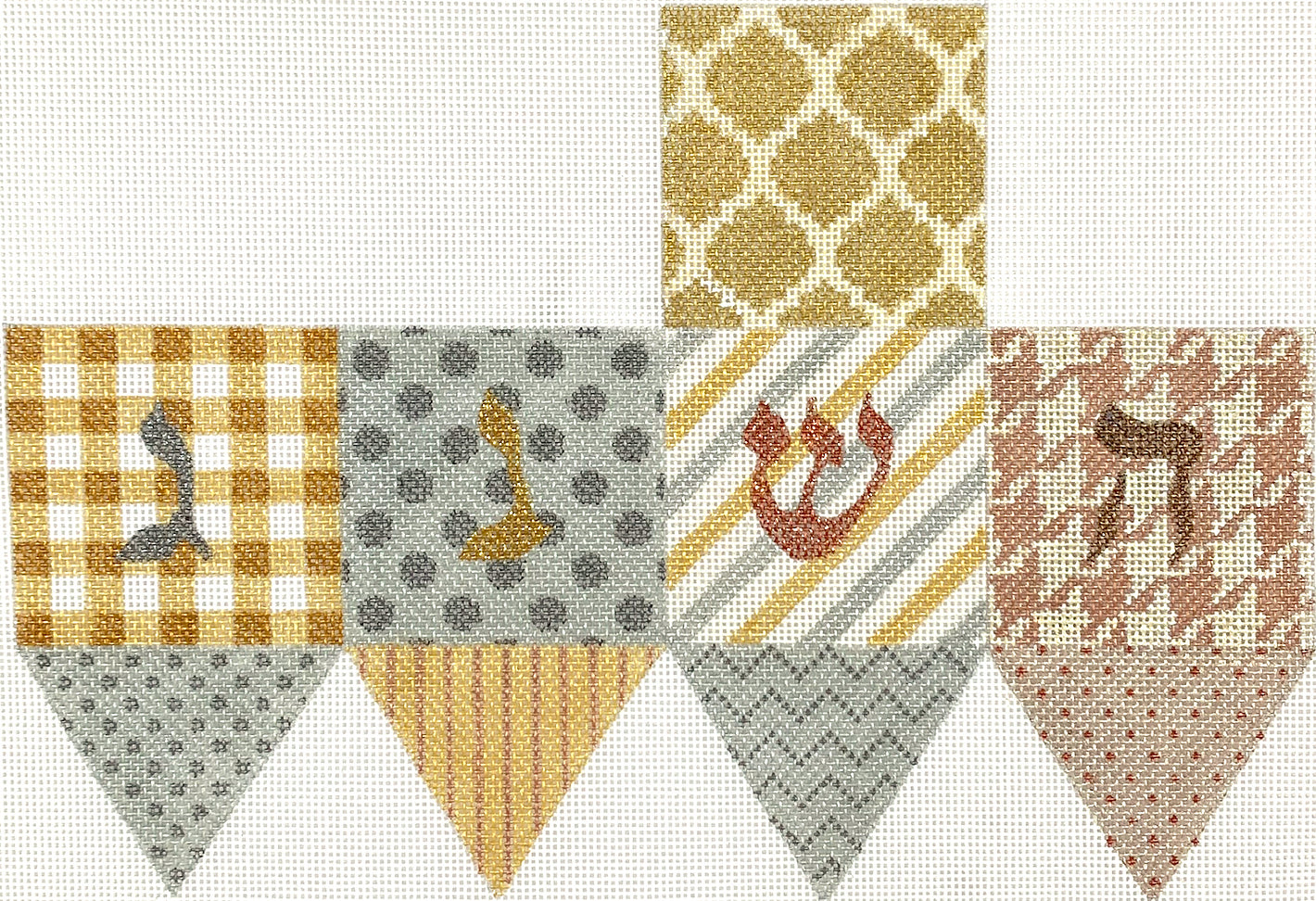 DRE-04 - Dreidel - Bright Funky Patterns - Golds and Silvers
