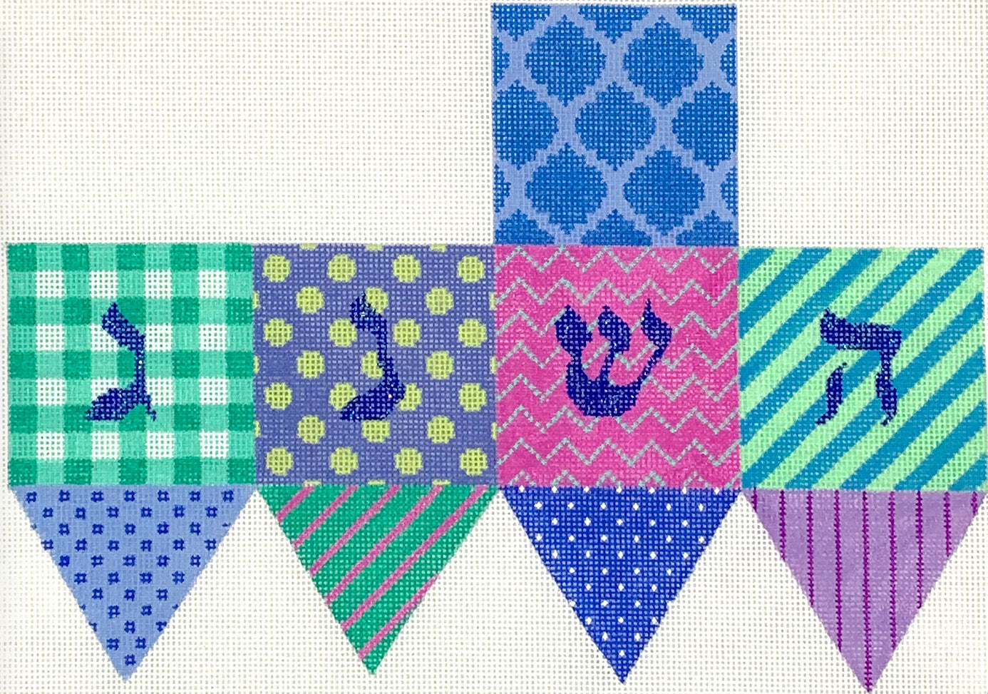 DRE-06 - Dreidel - Bright Funky Patterns - Blues, Purples and Turquoise